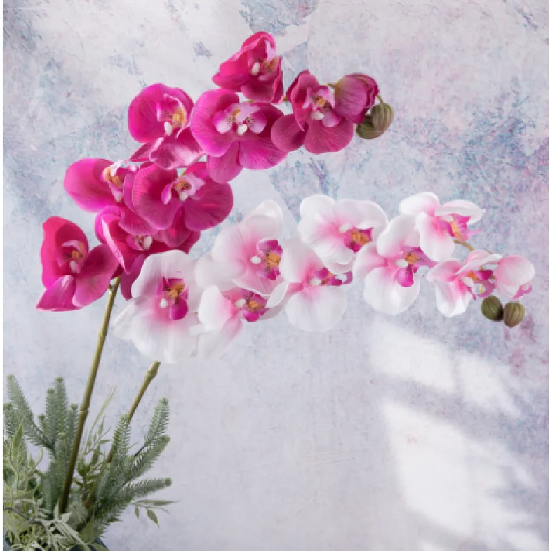 PU Faux Flower Artificial Orchid White Silk Orchids Plant Phalaenopsis Flowers for Home Decor