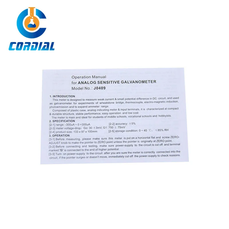 CORDIAL High frequency Plastic ammeter current meter Sensitive galvanometer educational