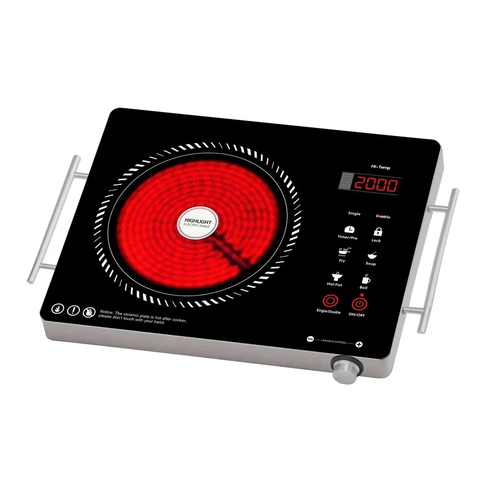 2200W Electric Stove Infrared Hot Plates Multifunction Digital Burner Induction Cooker Glass Ceramic Cooktop