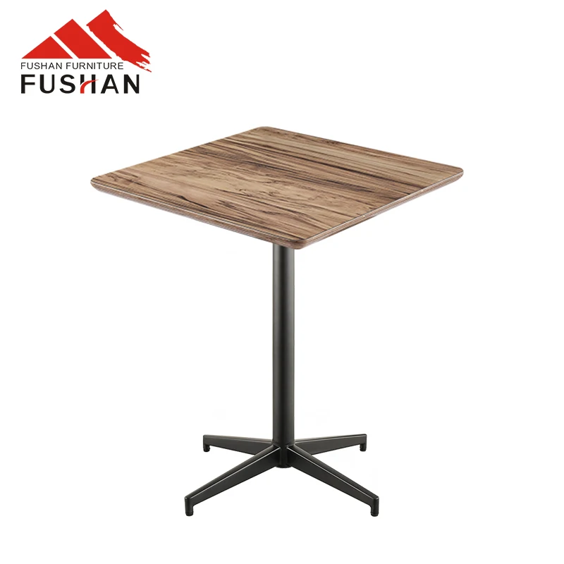 HPL Laminated restaurant table top with metal leg coffee shop dining table for sale