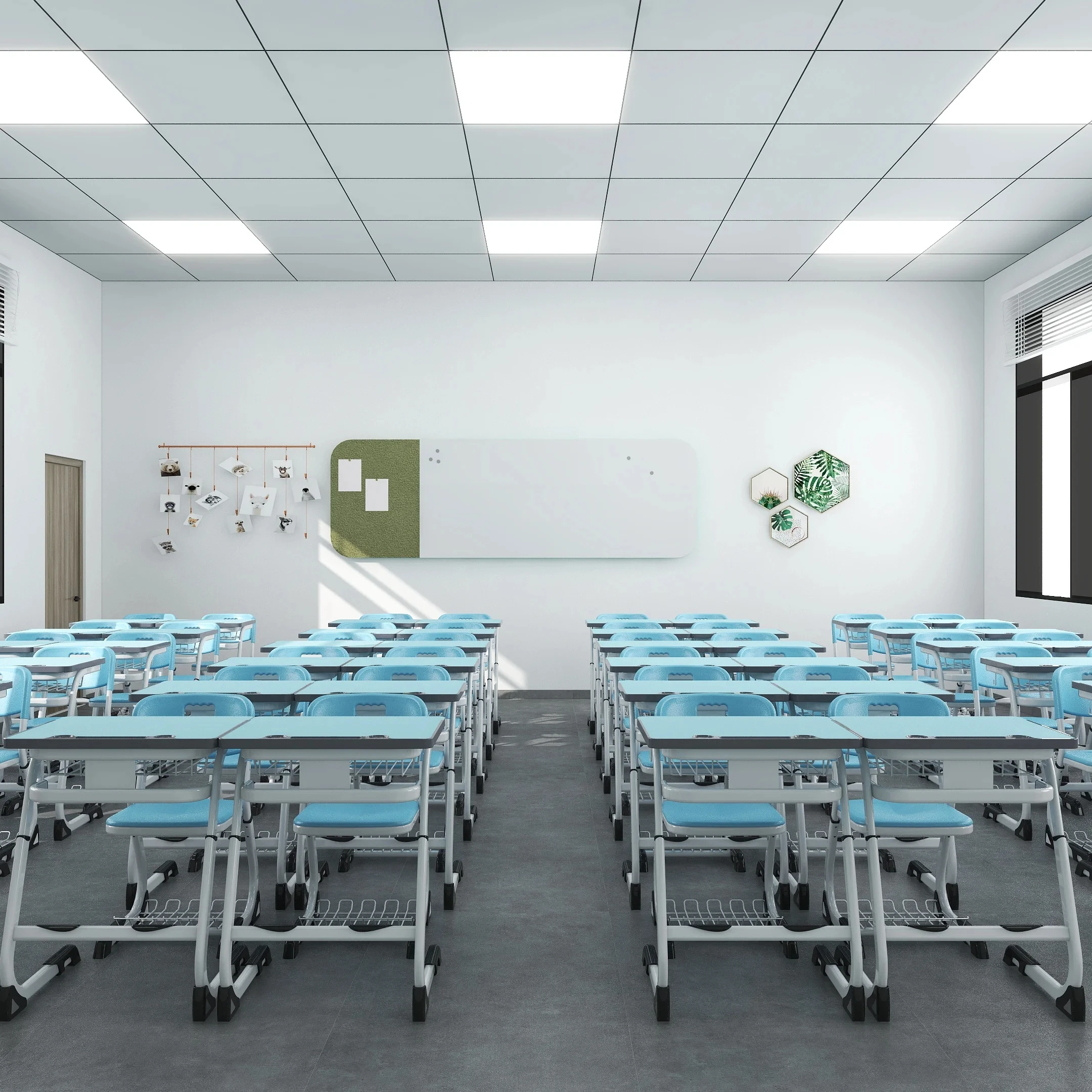 Metal modern school classroom furniture students single set of desks and chairs