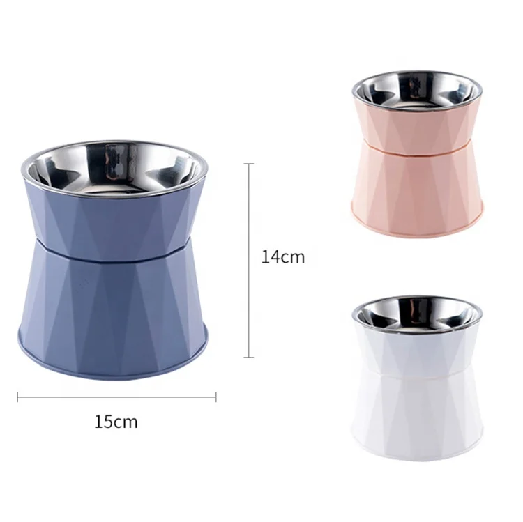 New High Foot Neck Protector Anti-overturning Elevated Plastic Stainless Steel Pet Dog Cat Food Feeding Bowl & Feeders