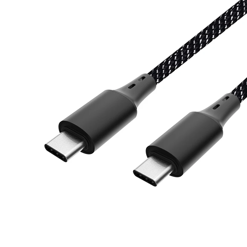 Custom OEM 1.5M 2M 3M braided charging cable Nylon Braided Metal Head Type c usb Data  Cable C to C  For Mobile device
