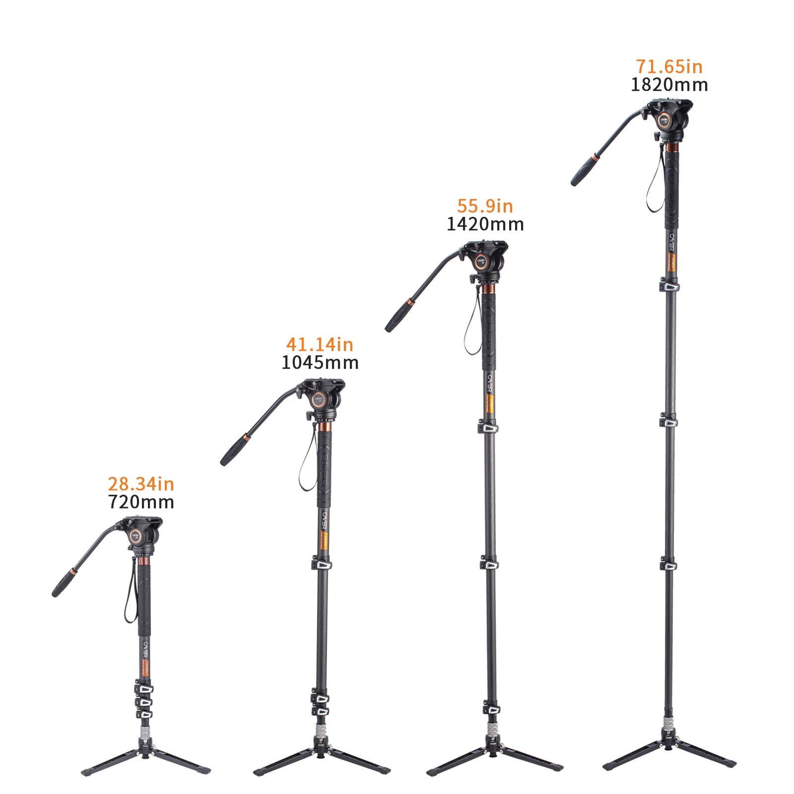 Cayer CF34DVH4 Multiple Function Carbon Fiber Video Camera Monopod Stand Kit with Fluid Head for SLR DSLR Digital Camera