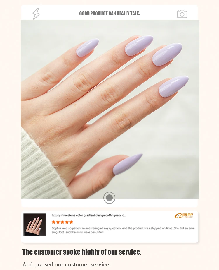 Nail Supplier Wholesale Price Solid Stiletto Salon Quality Purple Color 30pcs  Full Cover Press on Nails Faux Ongles