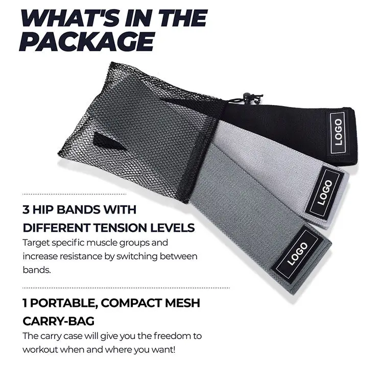 YETFUL Cheap Custom Logo Print Latex Fabric Exercise Booty Hip Circle Set Glute Elastic Fitness Resistance Bands