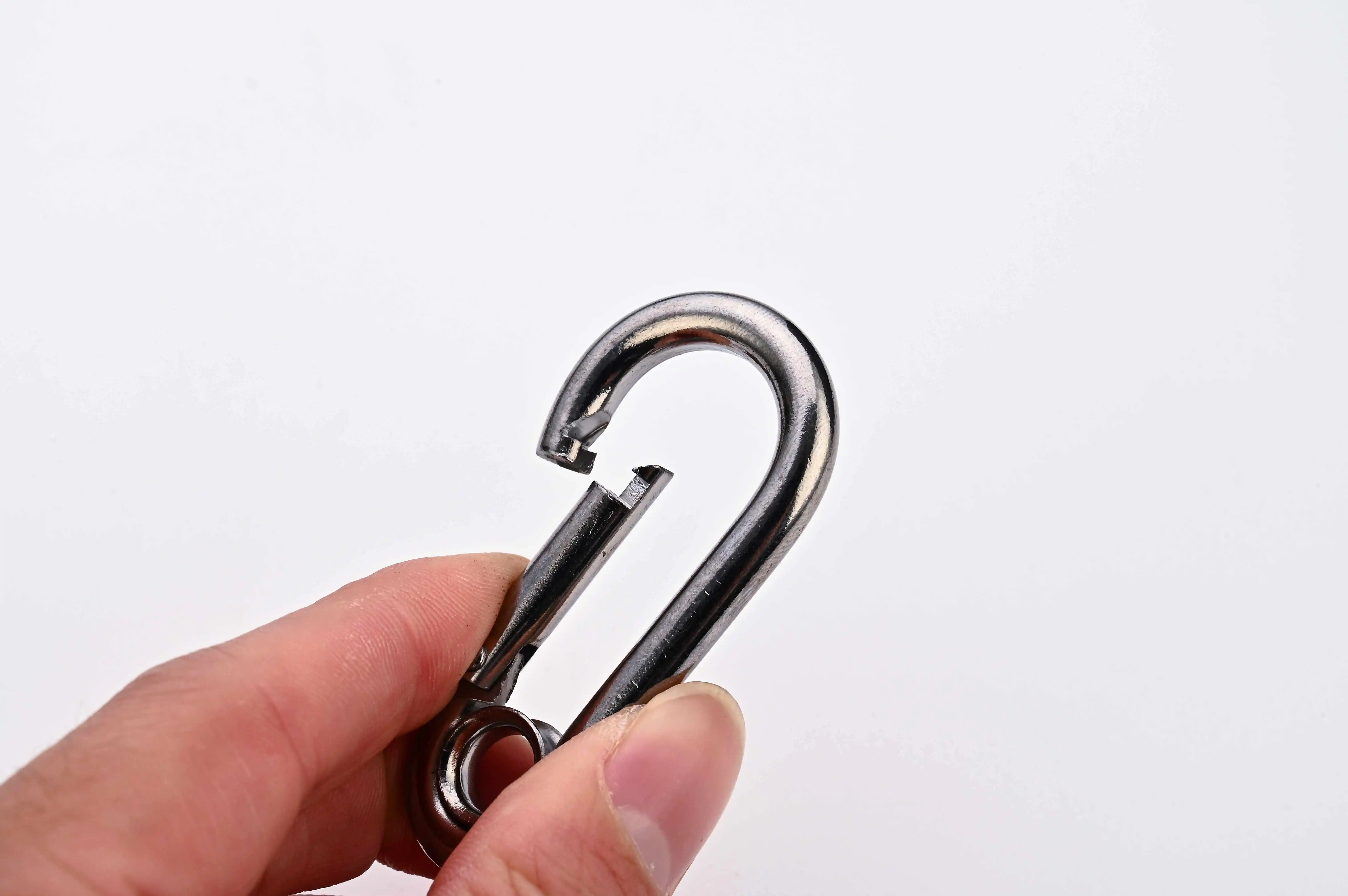 Factory direct sales 7 # locking hardware buckle 304 316 spring hook stainless steel mountaineering hook Circled zinc