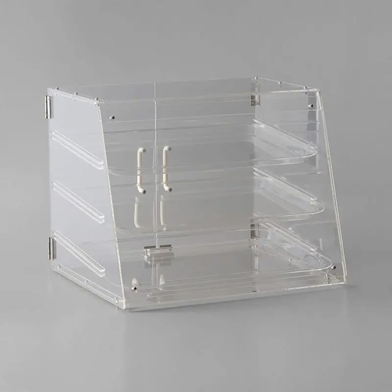 Spring Sign Wholesale 3 tray clear acrylic food bakery display case door for bar