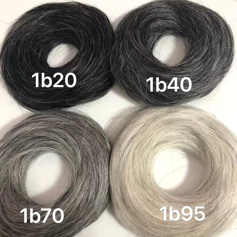 Band Ring Wrap On Hair Chignon With Rubber Hair Messy Bund Ponytails Bun Extensions Grey Human Hair Scrunchies