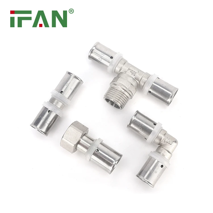 Ifan Factory Price High Quality 57-3 Brass PEX Pipe Press Fitting Equal Socket White Color 16 - 32 mm PEX Fittings