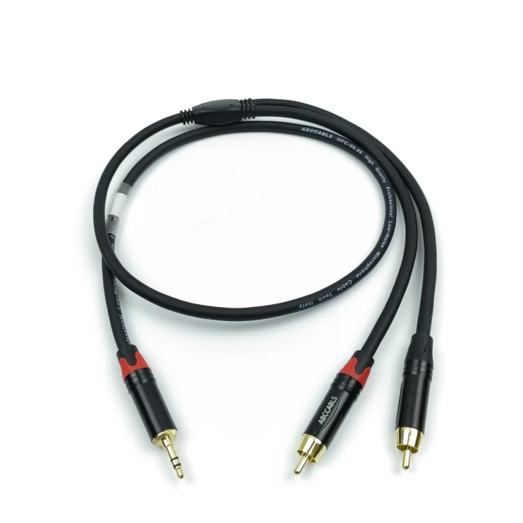 3.5mm 1/8 inch TRS Dual 6.35 1/4 TS Audio Cable 2m Y-Splitter RCA Adapter OFC Gold Plated Connector Speakers Microphones