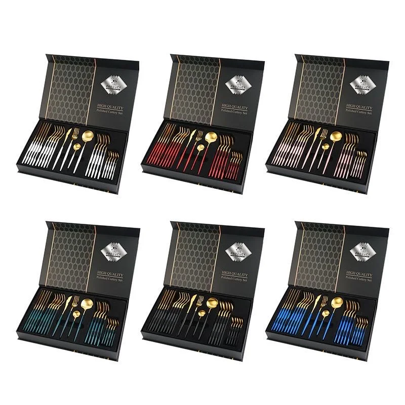 24pcs Wholesale Bulk  Dinner Spoon Knife Fork Set Stocked Stainless Steel Cutlery