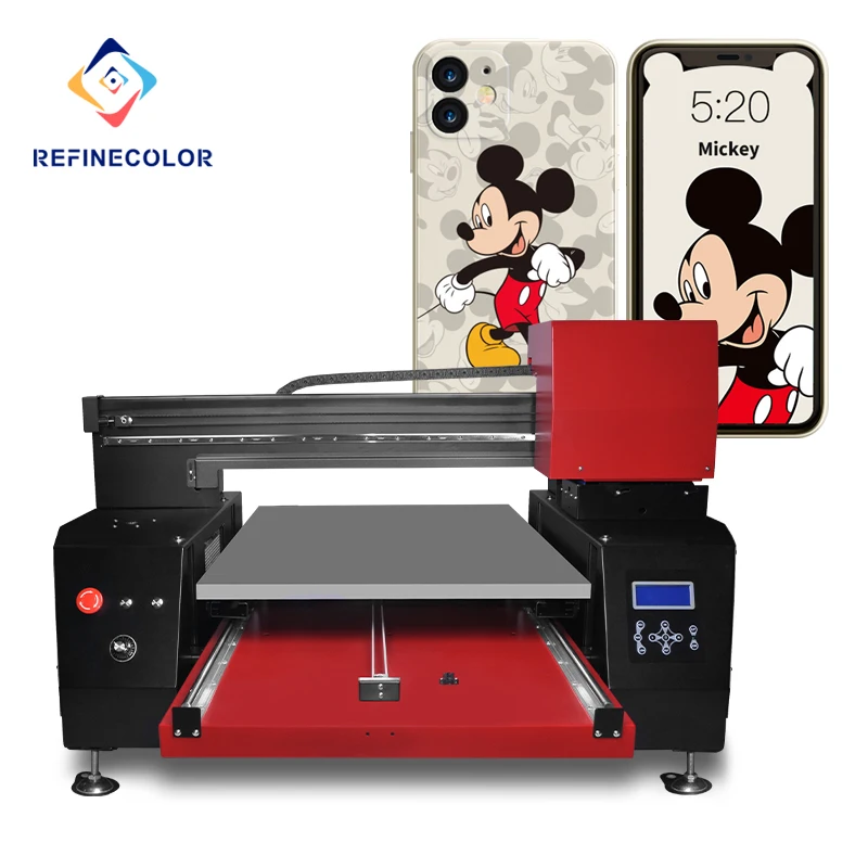 Refinecolor Three XP600 printhead digital flatbed led 3d embossed uv printing machine a1 uv flatbed printer