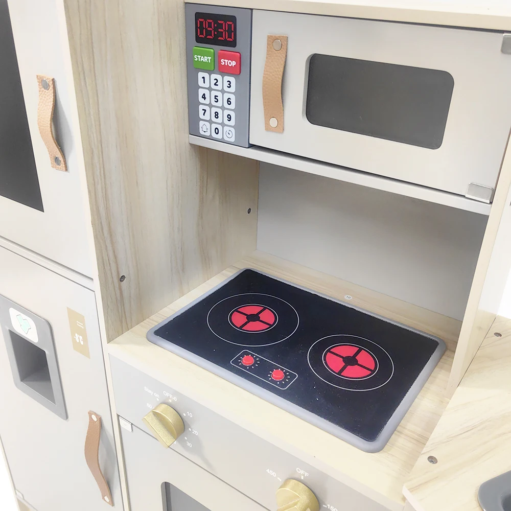 2024 Hot sell Nordic Children Grey Simulation Cooking creative Wooden Kitchen Set educational toys for kids Boys andGirls CE CPC