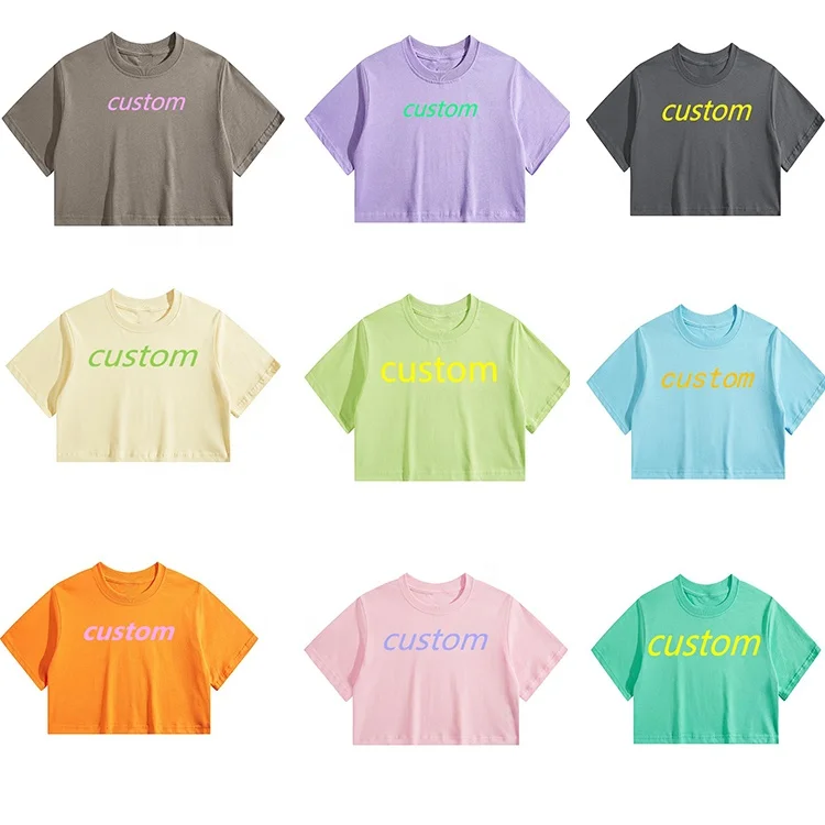 China High Quality 100% Cotton Slim Women T-shirt with printed custom your brand logo Apricot Girls Summer T-shirt