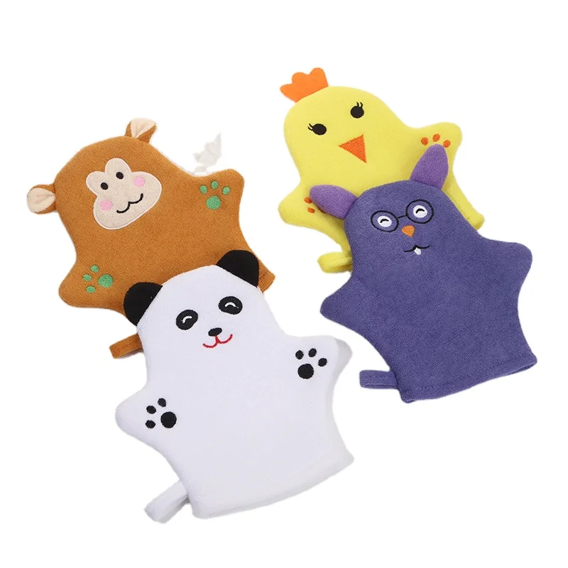 Cute Body Washing Bath Glove Printing Dead Skin Bath Kid Shower Gloves Scrubber Exfoliating Bath Sponge Glove Baby