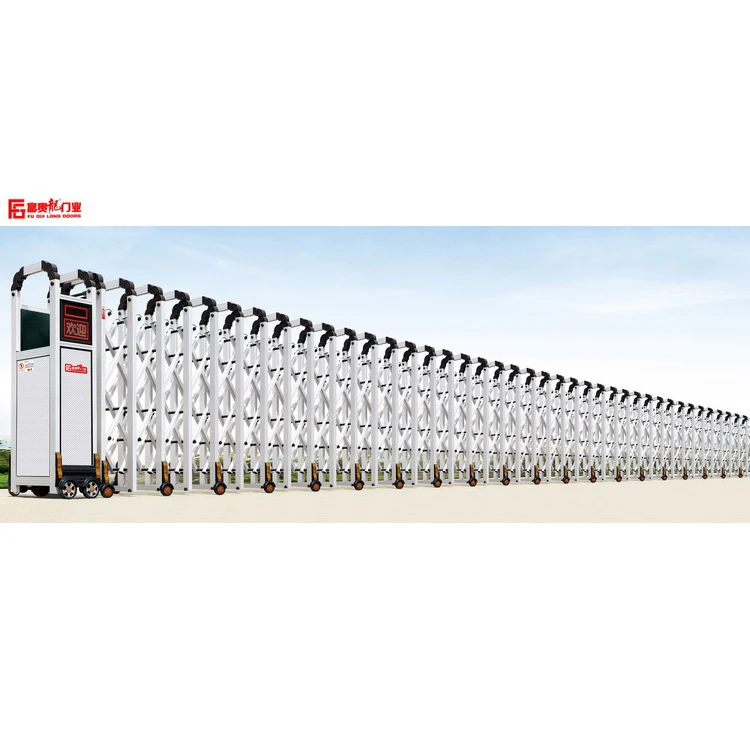 
Professional customized retractable gate big garden telescopic door aluminum trackless folding gate by motor operated 