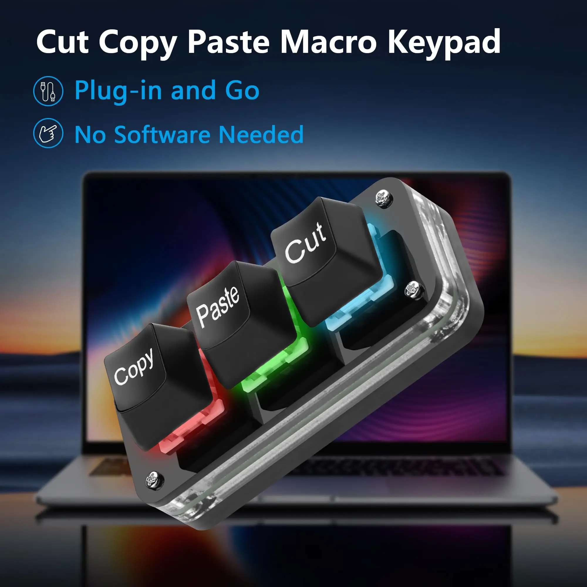USB Mini 3-Key OSU Keypad Hotswap One Handed Mechanical Gaming Keyboard Programming Macro Cherry Switch RGB Backlit Mini Keypad