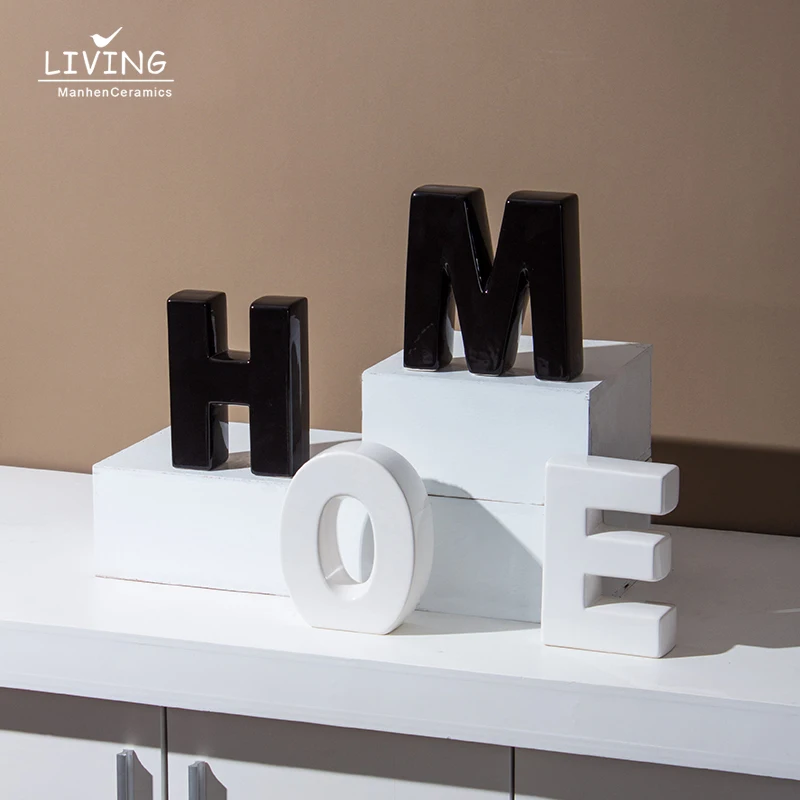 Custom interior living room home furnishing letter ceramic modern table decor ornaments home decor accessories for gift crafts