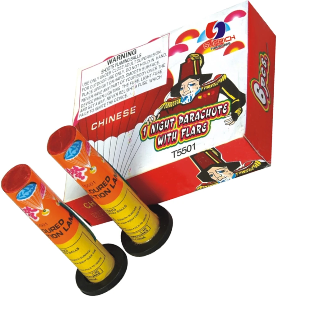 SHT5501 1 Night parachute with flare fuegos artificiales fireworks for Christmas and kids