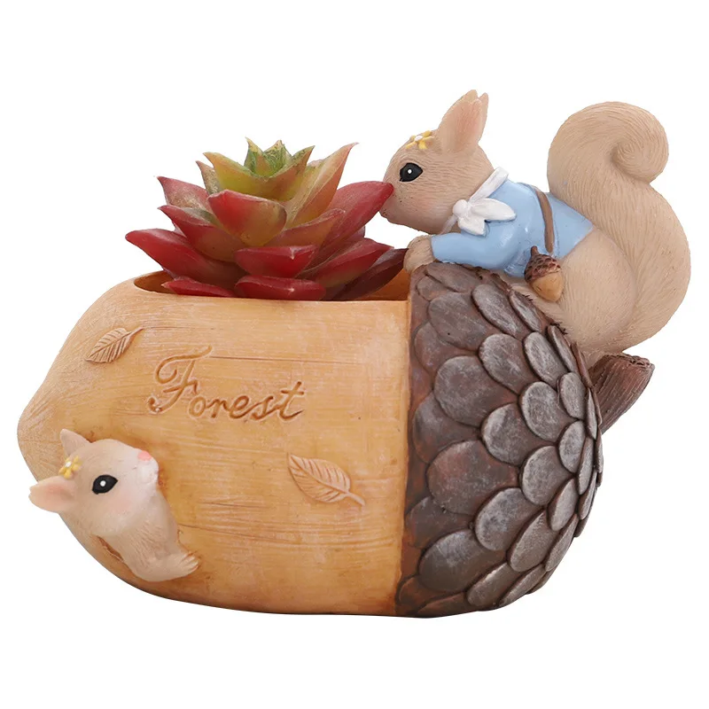 Creative Home gardening desktop balcony potted cartoon nut garden resin succulent planter