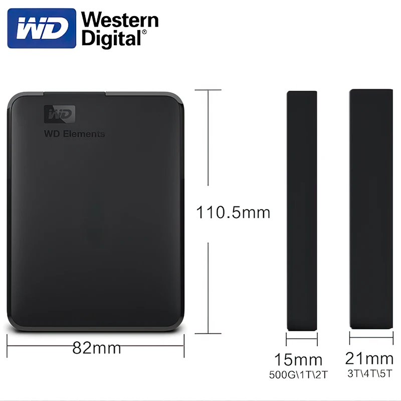 Western Digital WD Elements Portable Hard Drive 1TB 4TB HDD USB 3.0 External hard disk 2TB 5TB For Desktop PC Laptop Mac