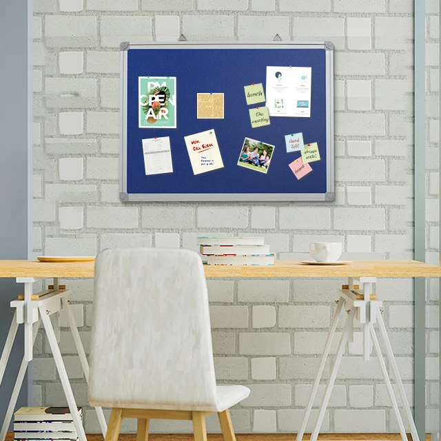 Aluminium Frame Decorative Fabric Notice Letter Board Felt Bulletin Pins Boards Blue