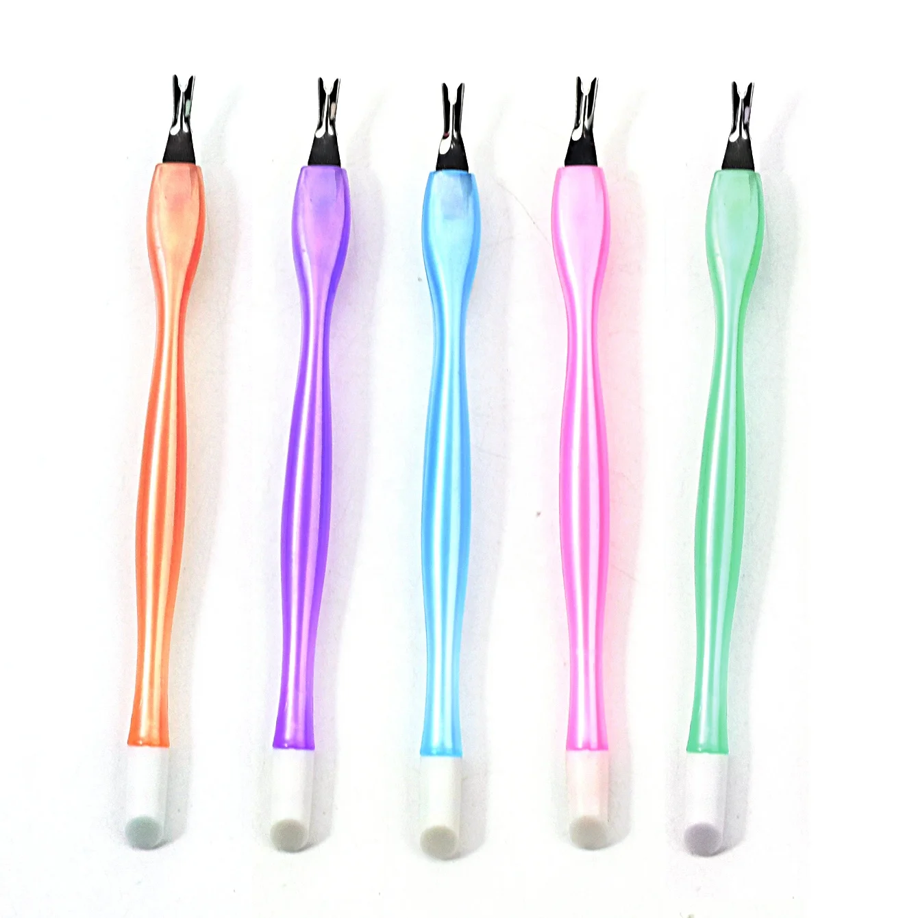 100 PCS Double Headed Press Stick Plastic Handle Hard Rubber Tipped Nail Art Tool Cuticle Pusher Cleaner