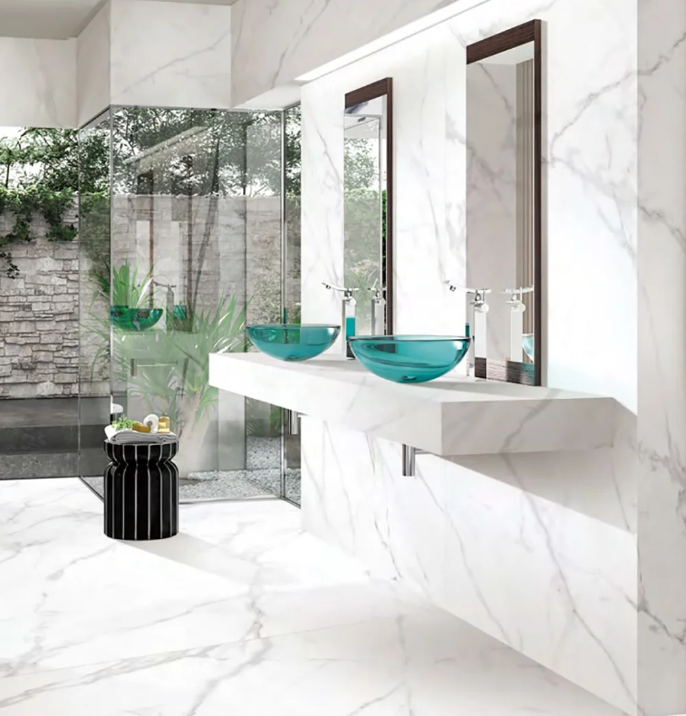 Manufacturer calacatta white engineered quartz slab artificial vanity quartz sintered stone