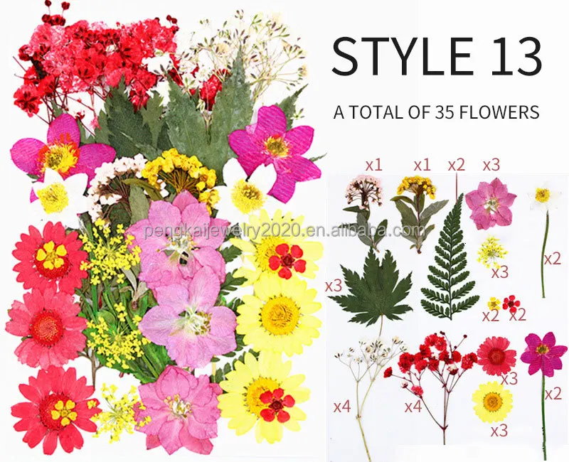 Real Dried Pressed Flowers Dried Flowers Leaves Set Mixed Multiple Dry Flower for DIY Candle Resin Jewelry Nail Pendant