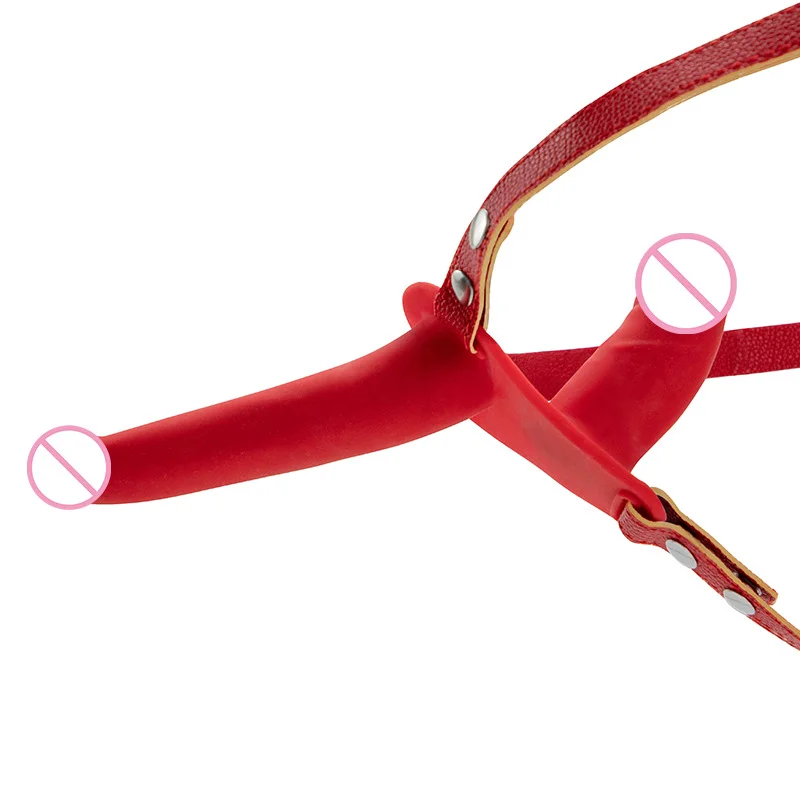 Wholesale Strap On Dildo Double Ended 6.5 Inch Sex Toy In Flesh With Harness Lesbian