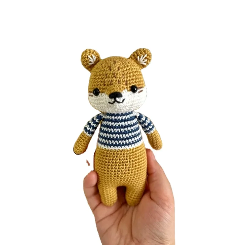 Cute Cartoon 100% Organic Baby Cotton Crochet Toys Amigurumi Custom Squirrel Knitted Stuffed Animal Toys