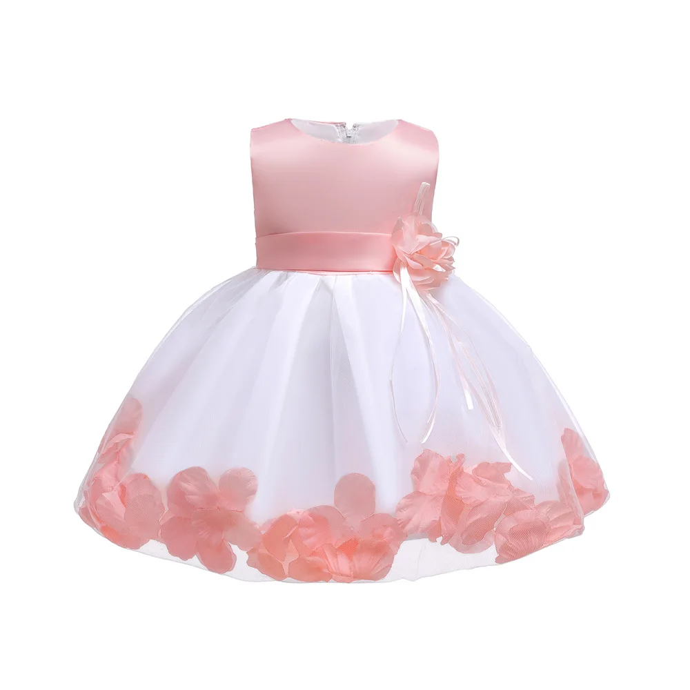 Latest fashion beautiful sleeveless elegant flower princess birthday party children kid baby girl design of casual dresses