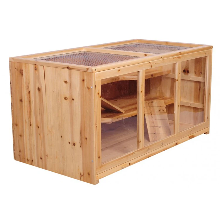 Best Selling Indoor Animal Hamster Cages with Ladder Wooden Guinea Pig House Hamster Accessories Bed