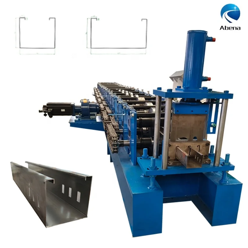 Full automatic c z u section steel profile shaped light steel purline roll forming machine for sale