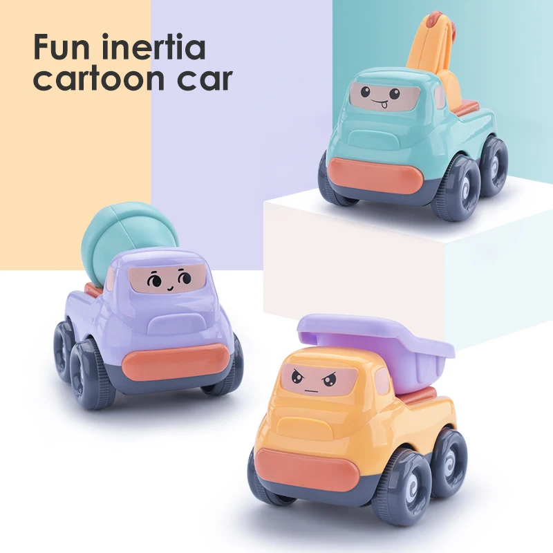 Fun Cartoon Inertia Friction Powered Push and Go Cars for Toddler Early Educational Toys Baby Boy Car Toy Wholesale