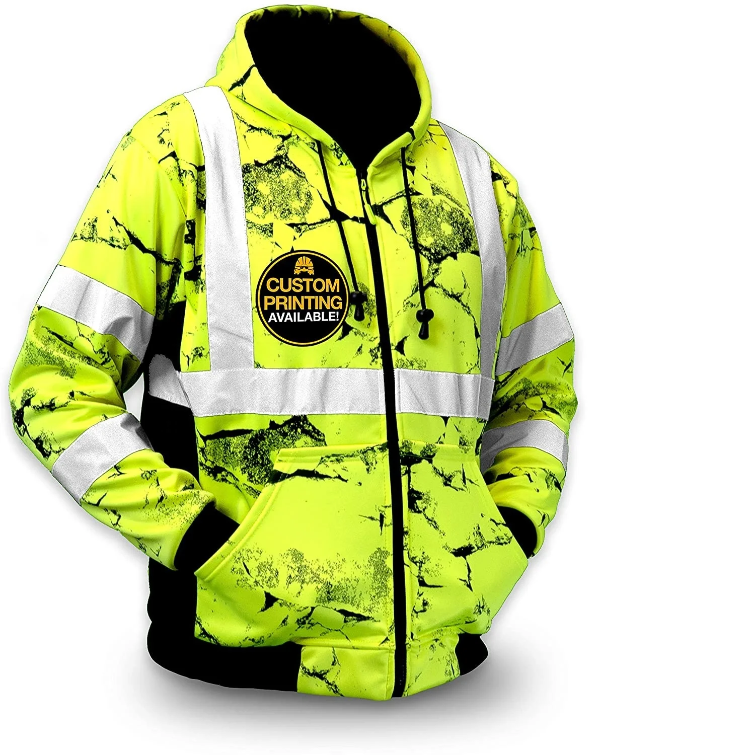 Hi Visibility Water Resistant ANSI OSHA High Vis Reflective Hoodie Winter Gear Men