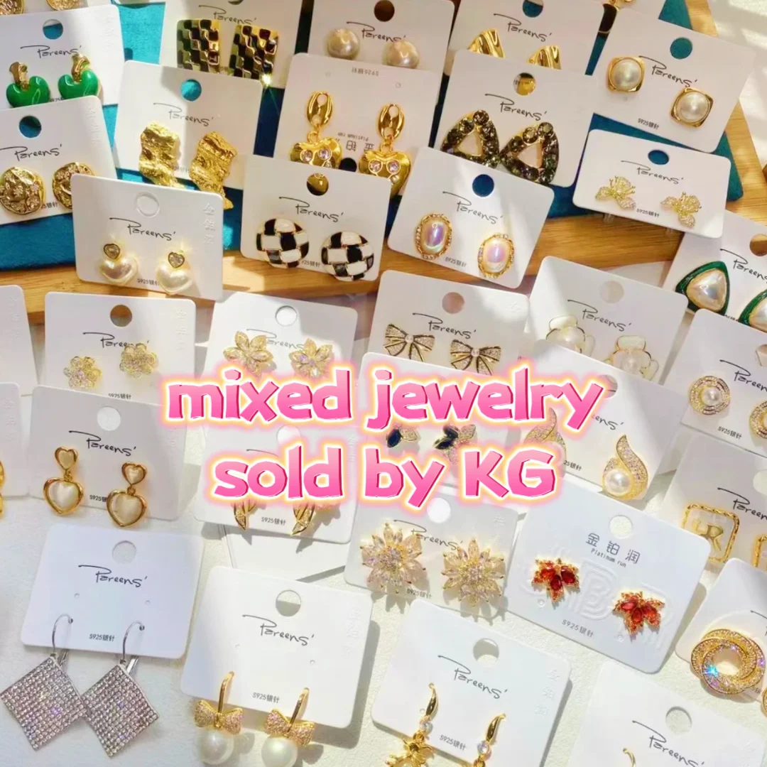 925 Silver Earrings in Kg Wholesale Jewelry Korean Zircon Classic Vintage Gold Plated Diamond Pearl Sterling Silver Earrings