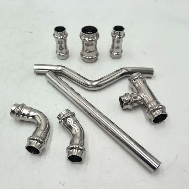 15mm DVGW V-profile Press Plumbing Fittings elbow/tee/coupling/ pipe/bridge Stainless Steel 304/316L