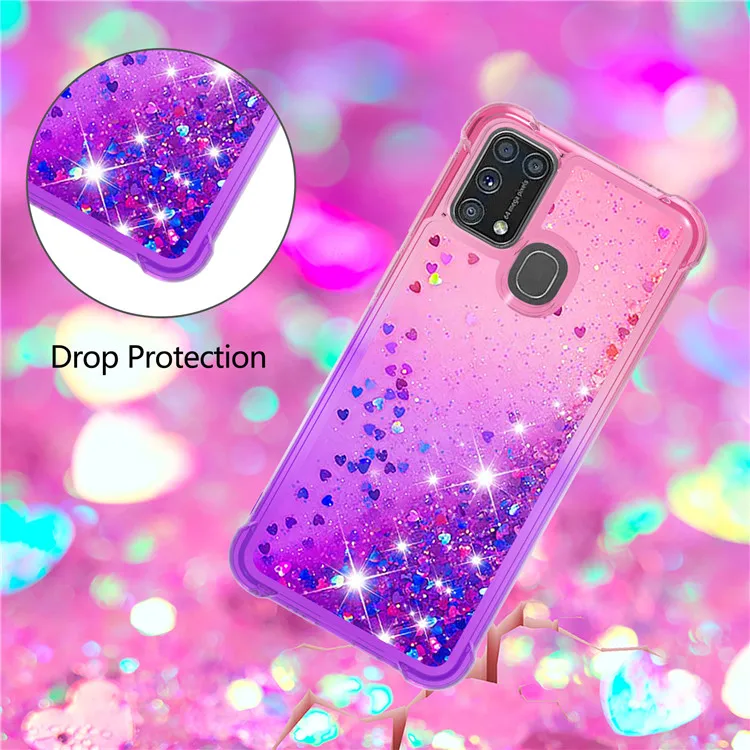 Girl Gradient Color Glitter Case For Samsung Galaxy M31 Liquid Quicksand Back Cover Bag