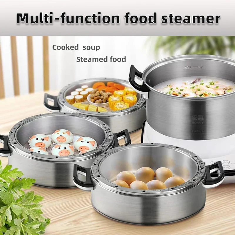 Factory Supply Custom Wholesale Stainless Steel Electric Food Steamer With Clay Ceramic Tray  Electric Steam Pot