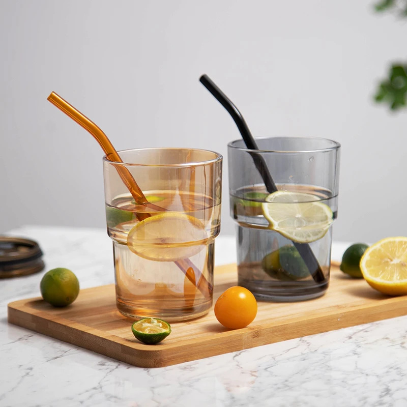 15oz 16oz Brown Breakfast Cola Custom Colored Heat Resistant Cup Frosted Coffee Clear Glass Mug