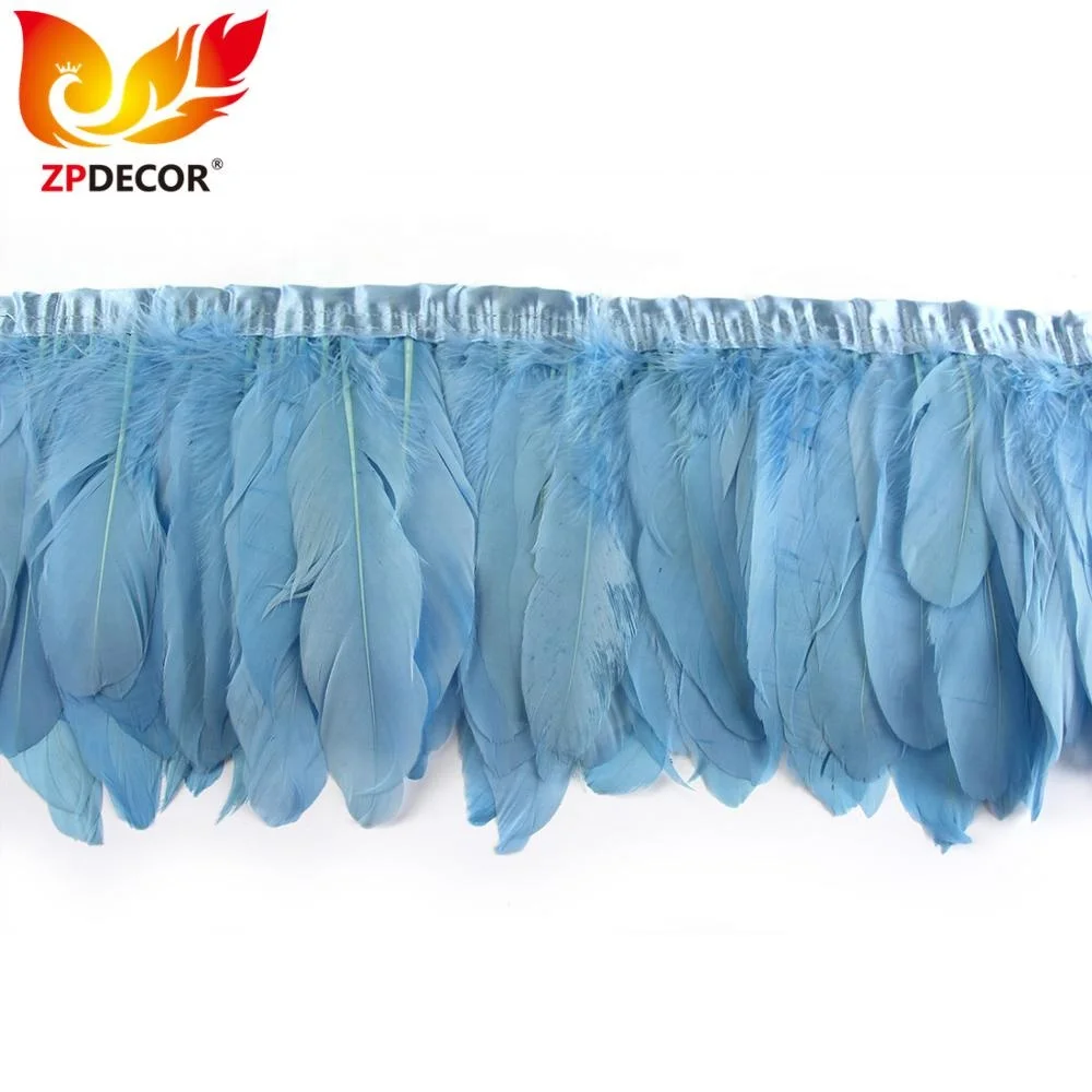 ZPDECOR Factory Stock Wholesale Dyed Light Blue Nagorie  Goose Feathers Trim for Carnival Theme Party Dress