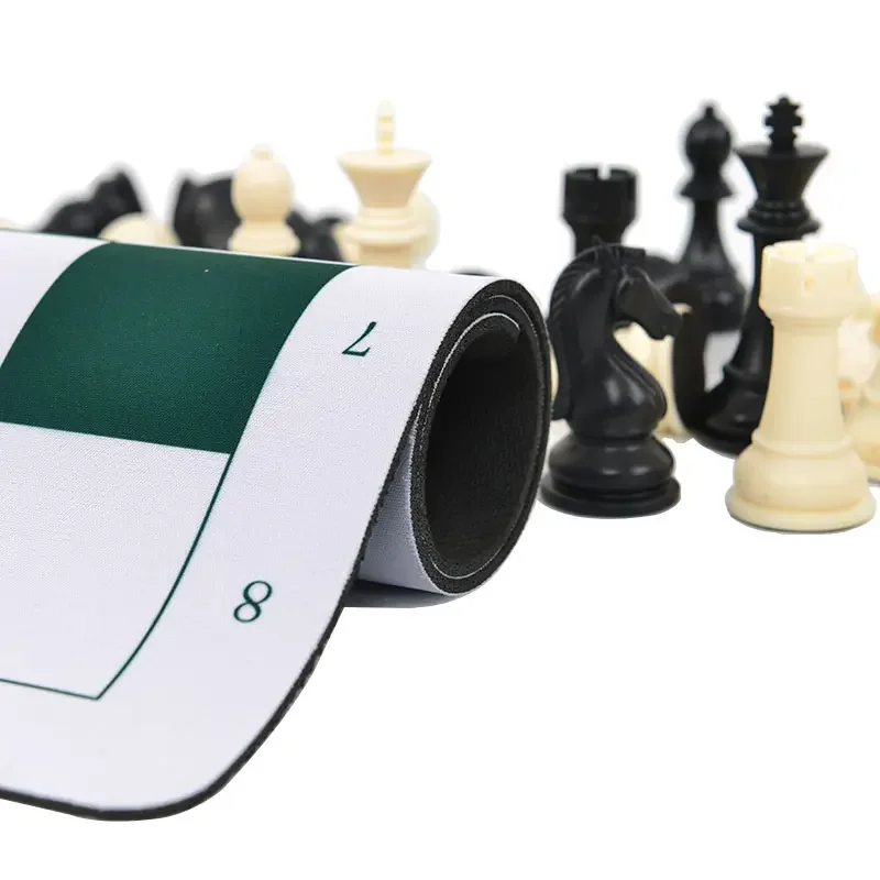 2 in 1 Outdoor Play Portable Cloth Rubber Roll Up Chess Board with Checker Chess