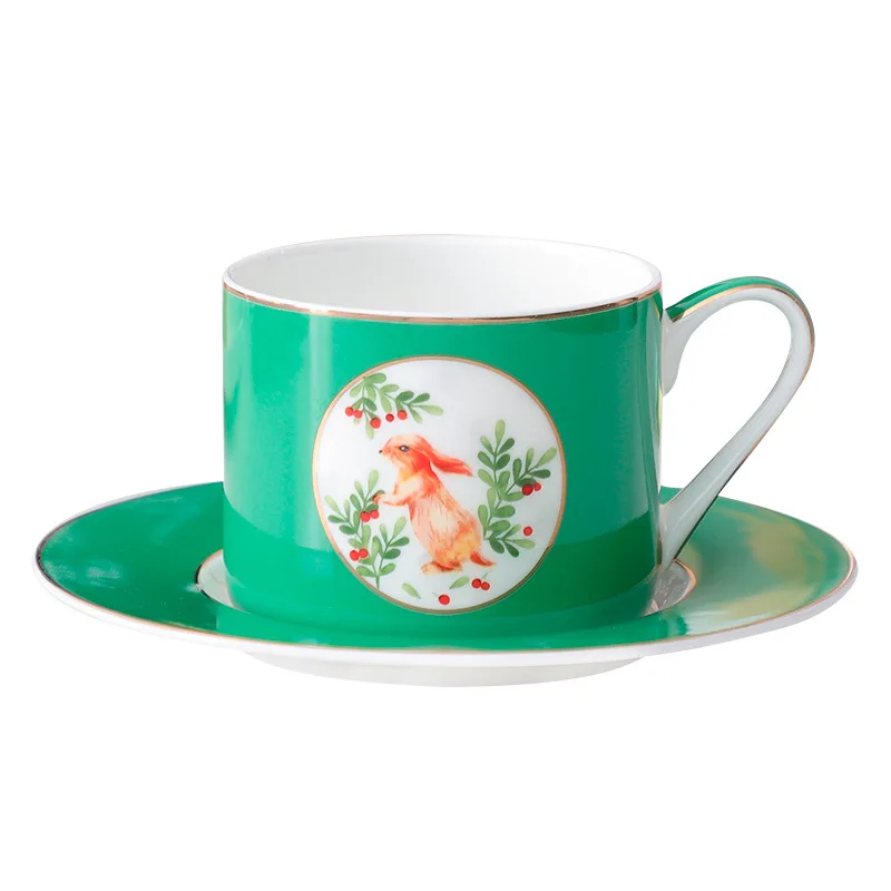 New Chinese Style CreativeTableware Luxury Palace Enamel Gift Box Green Personalized Coffee Cup Ceramic Cup For Daily Life Home