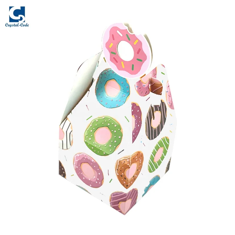 For Pastries Cookie Transparent Lid Package Macaroon Round White Boxes Brown Big Plastic Print Pastry Box