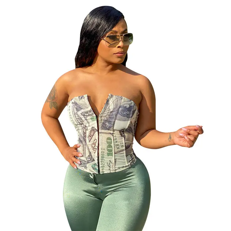 
Wholesale Clothing Money bodice Strapless Corset Top Women Summer Clothes Ladies tight underwear Women Clothing 