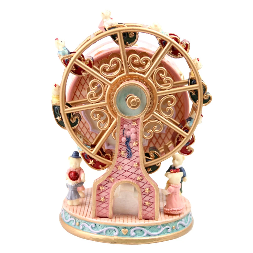 
Rotating Ferris Wheel Resin Rotating Music Box Bear Music Box Christmas Gift Decoration 