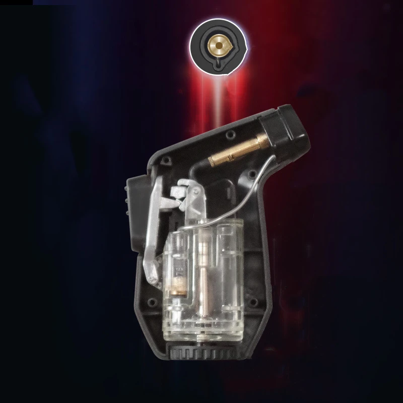 Mini windproof gas torch lighter with safety lock visible window lighter for BBQ cigar