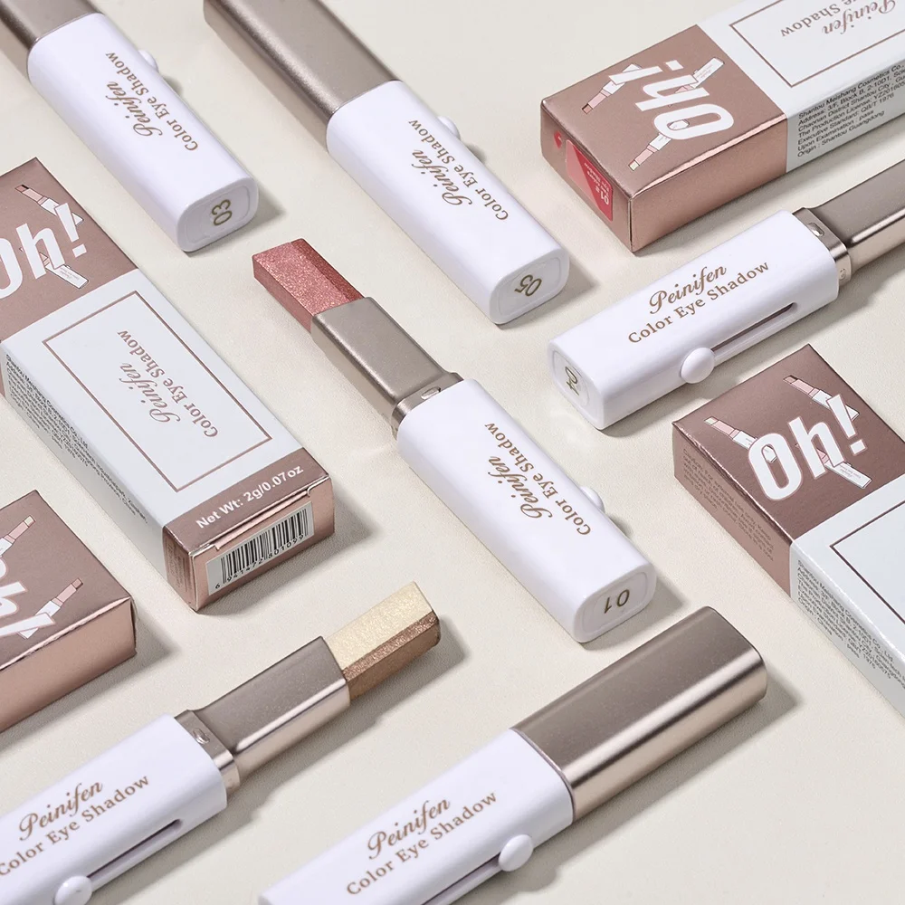 Custom Logo Dual-Color Luminous Finish Eyeshadow Stick Gradient Eye Enhancing Makeup Pen Non-Fading Lazy Eyeshadow Cosmetic Tool
